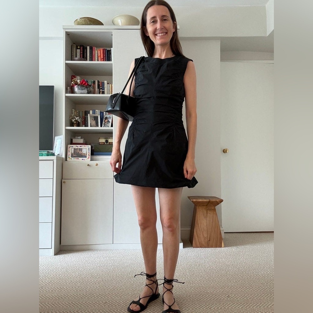 $998 TORY BURCH 2024 Fall Cotton-Silk Mini Avant Garde Dress 14 large LBD
